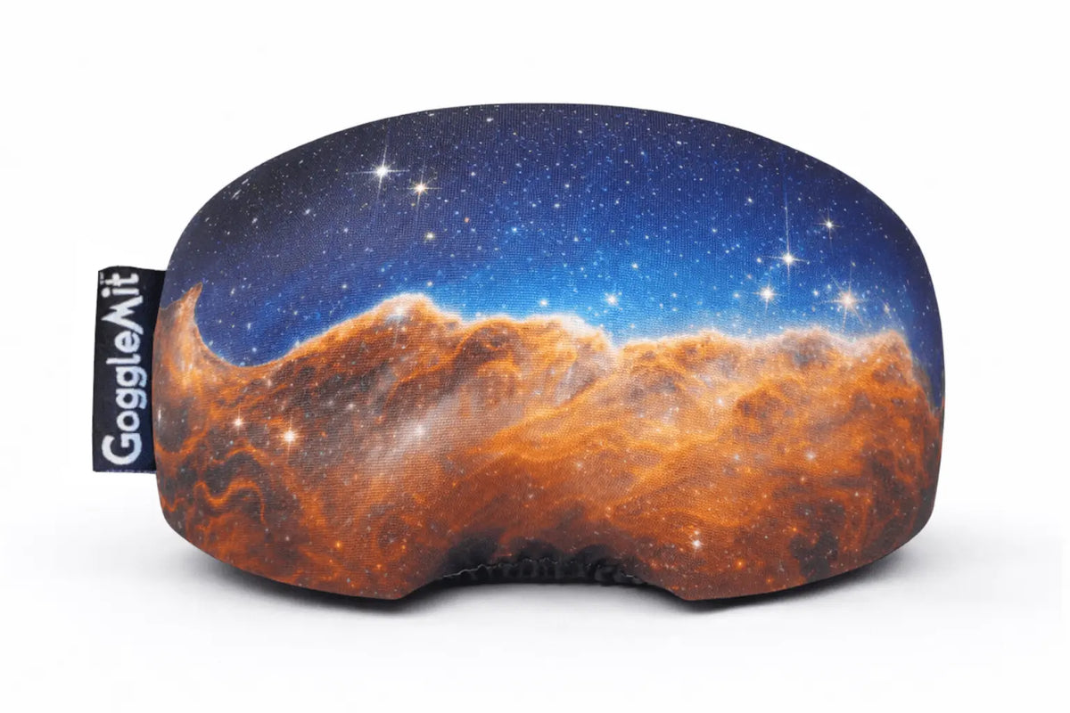 Goggle cover with a NASA image of the Carina Nebula