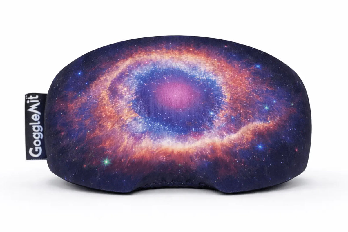 Goggle cover with a NASA image of the Helix Nebula.